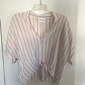 Olive and oak front tie blouse